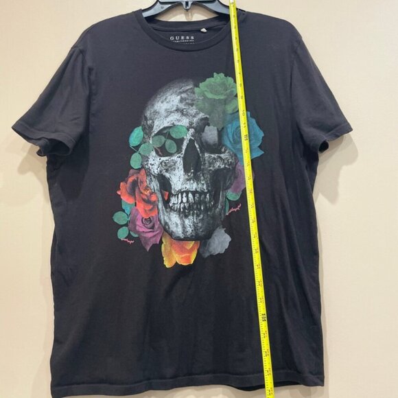 GUESS SKULL ROSES T-SHIRT BLACK EMO GOTHIC SIZE LARGE - Picture 5 of 12